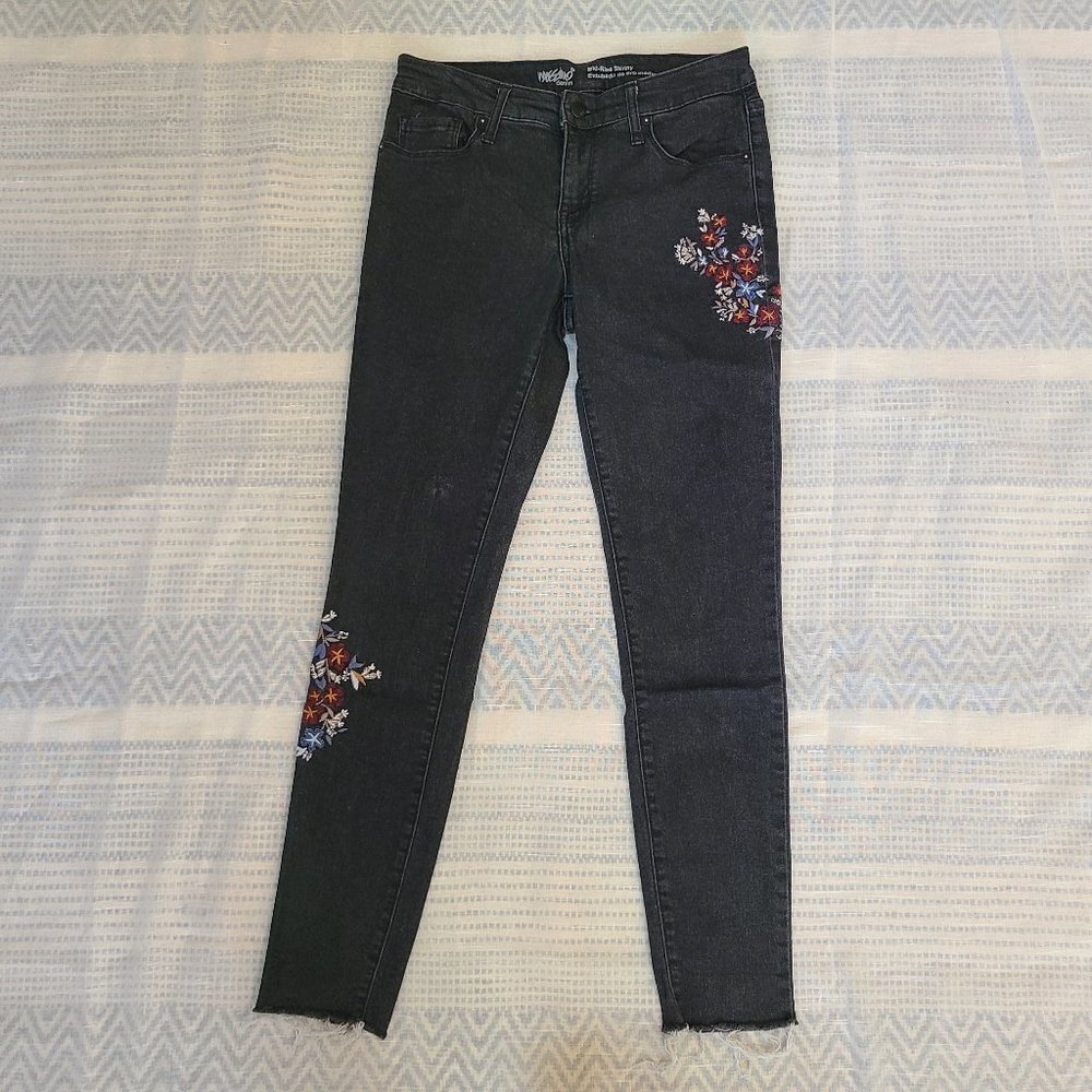 Black Embroidered Skinny Jeans
